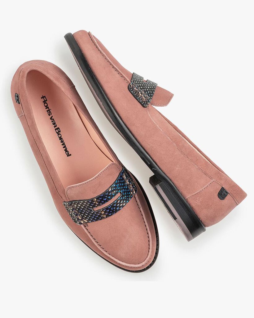 Rosa Wildleder-Loafer