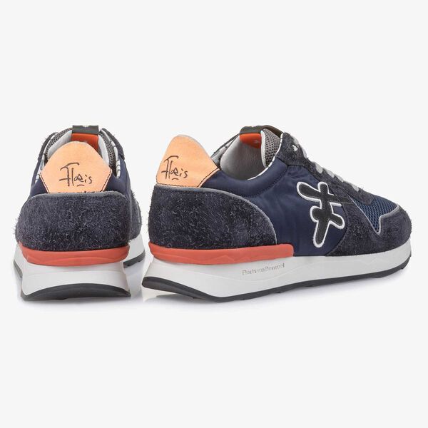 Dunkelblau-orangefarbener Wildleder-Sneaker