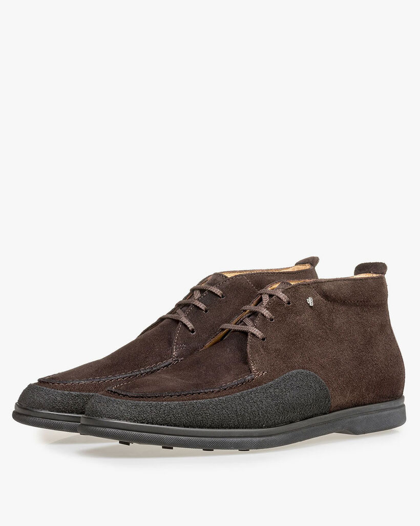 Halbhoher Wildleder Schn&uuml;rstiefel