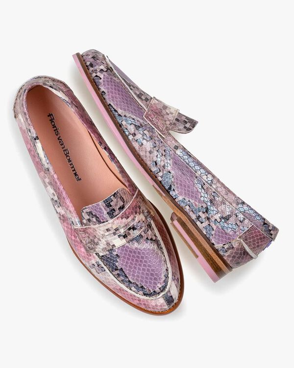 Loafer Leder mit Print pink