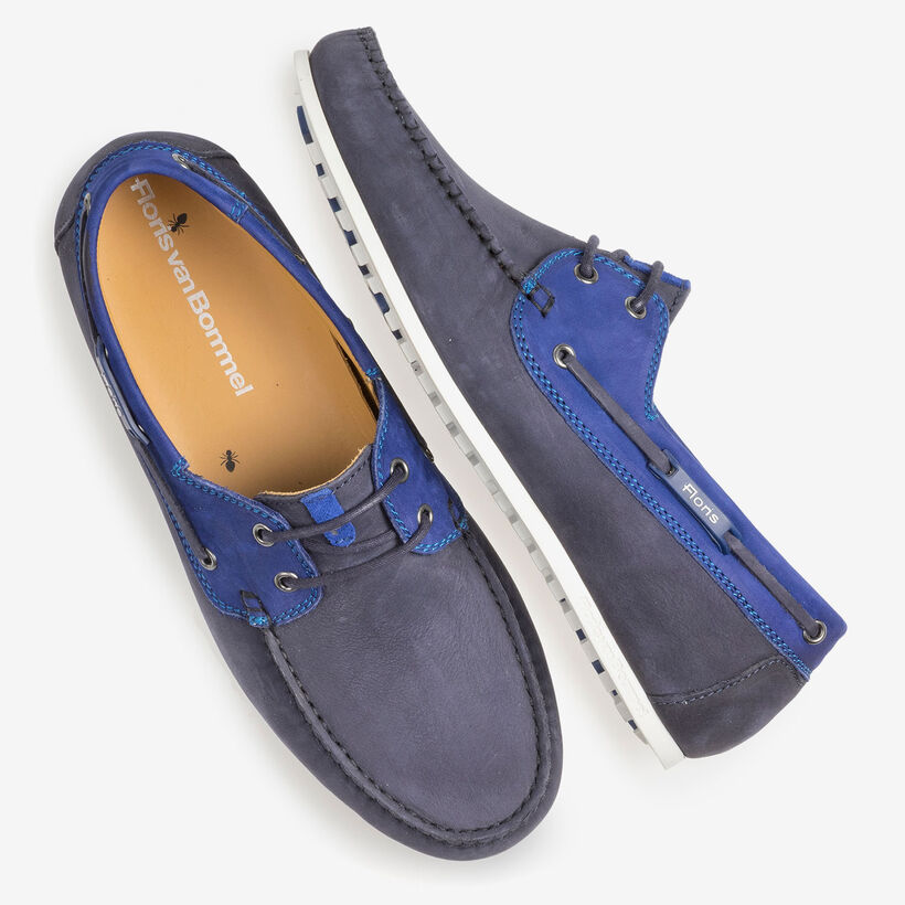 Blauer Nubukleder-Bootsschuh
