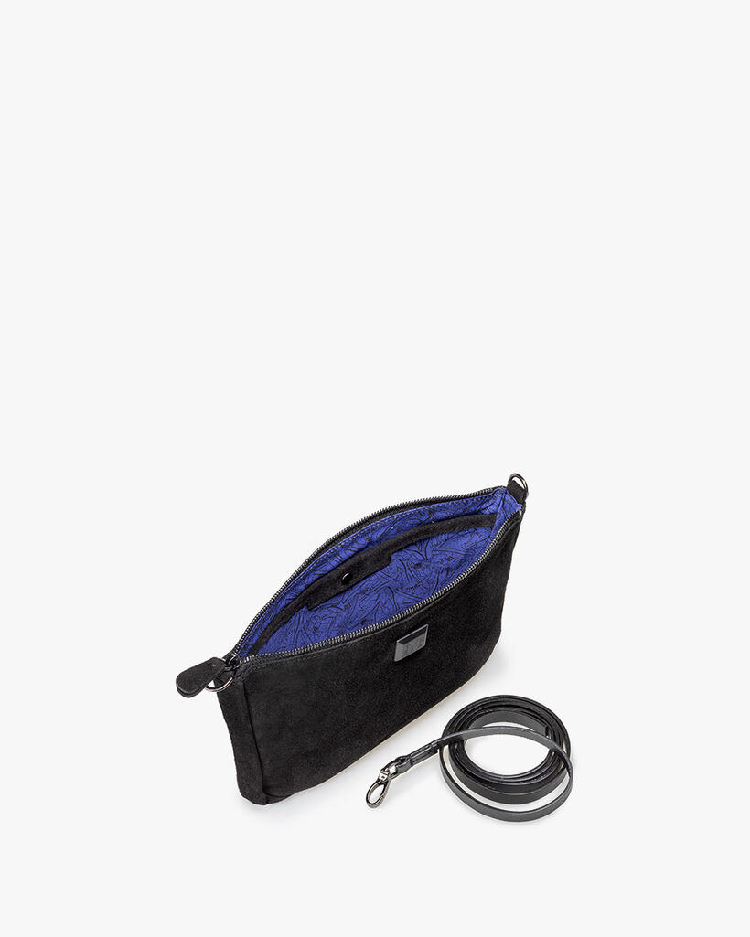 Cross body bag suede leather black