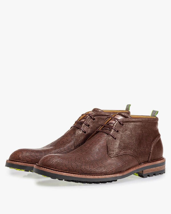 Schn&uuml;rstiefel braun mit Print