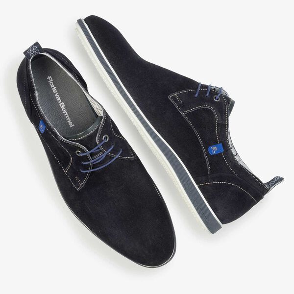 Dark blue suede leather lace shoe