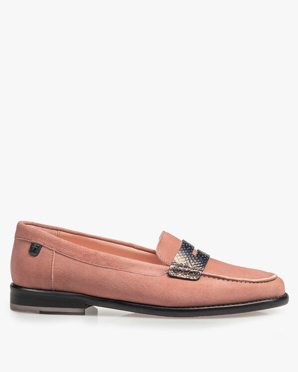 Rosa Wildleder-Loafer