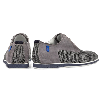 Schn&uuml;rschuh mit Print Wildleder blau
