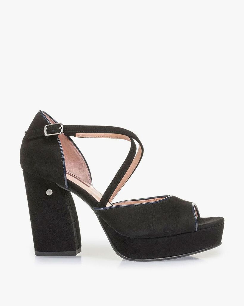 Schwarze Wildleder-Sandalette