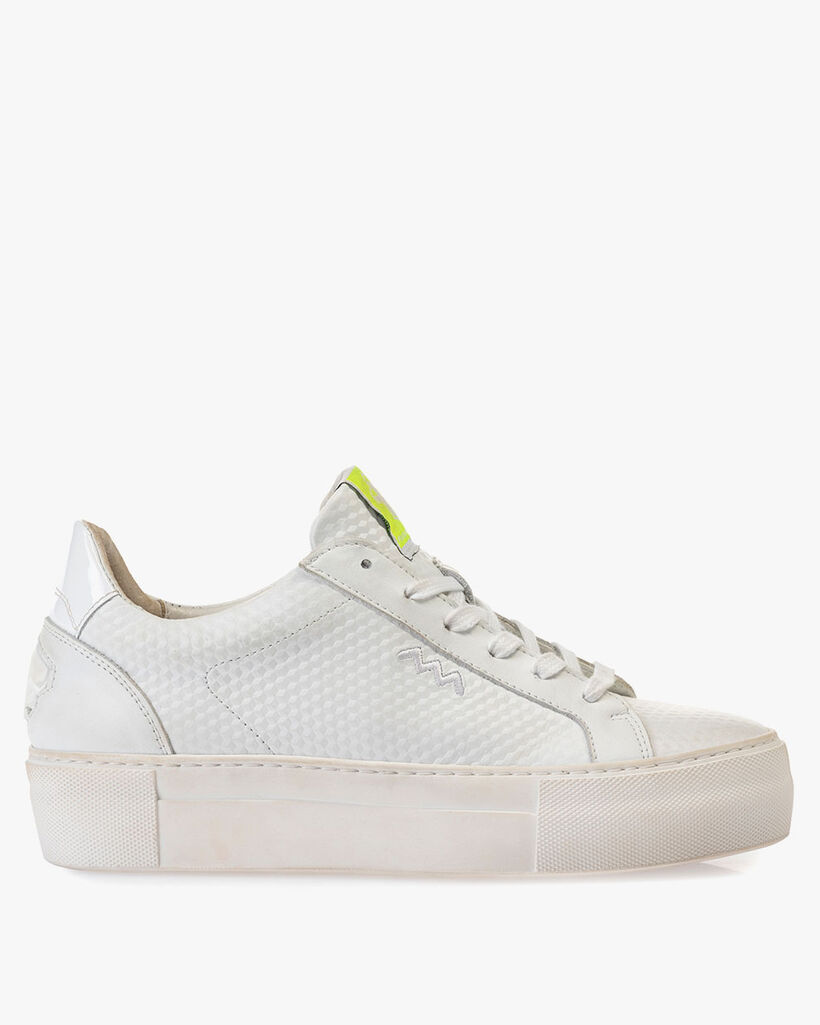 Sneaker mit Print Leder wei&szlig;