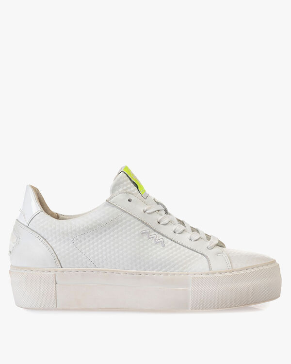 Sneaker mit Print Leder wei&szlig;