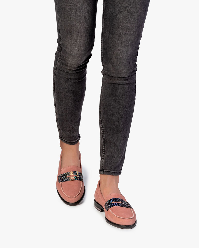 Rosa Wildleder-Loafer