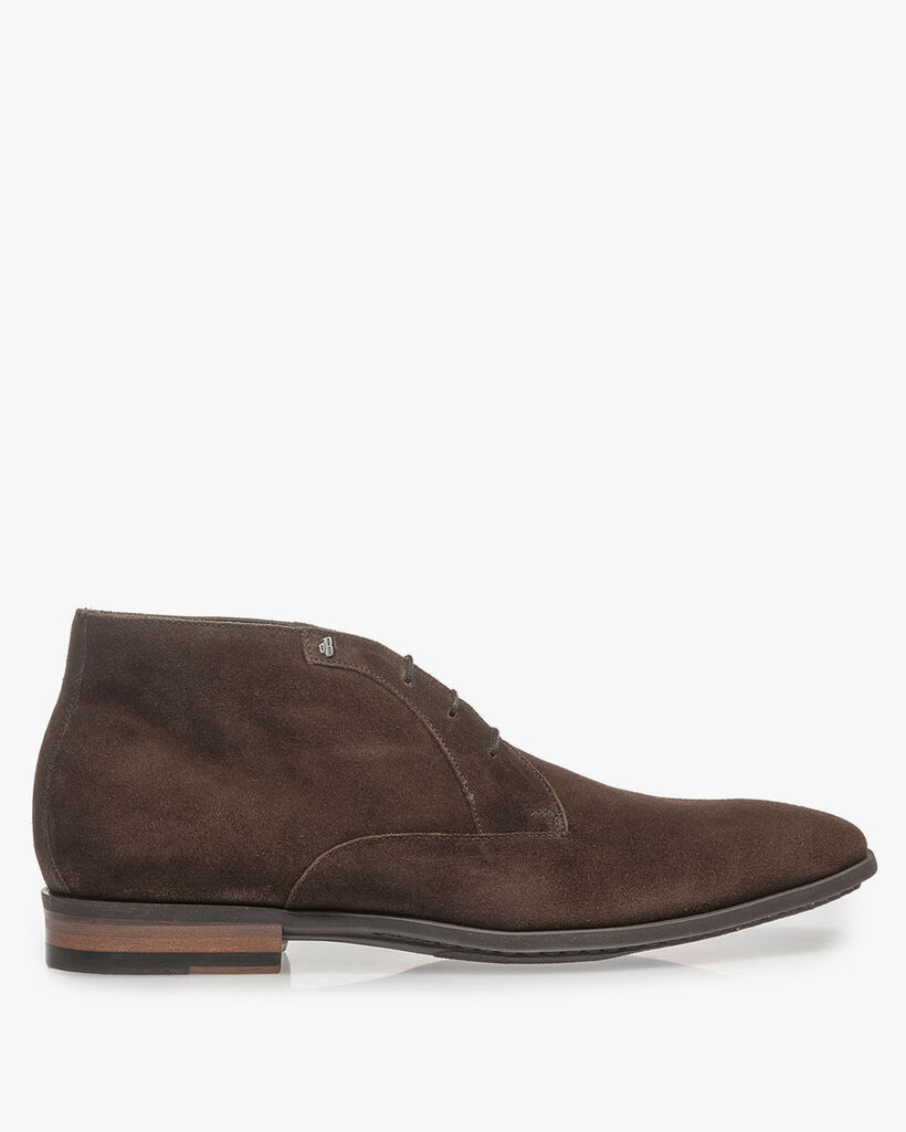 Dunkelbrauner Wildleder-Schn&uuml;rstiefel