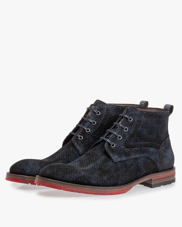 Schn&uuml;rstiefel blau mit Print