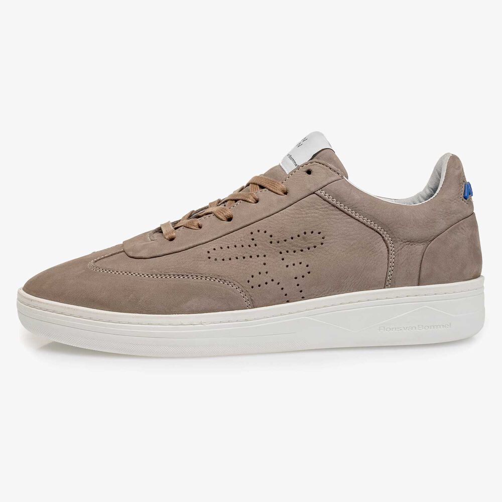 Taupefarbener Nubukleder-Sneaker