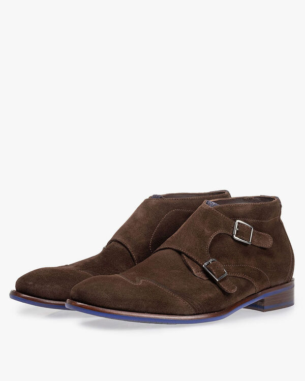 Schnallenschuh braun Wildleder