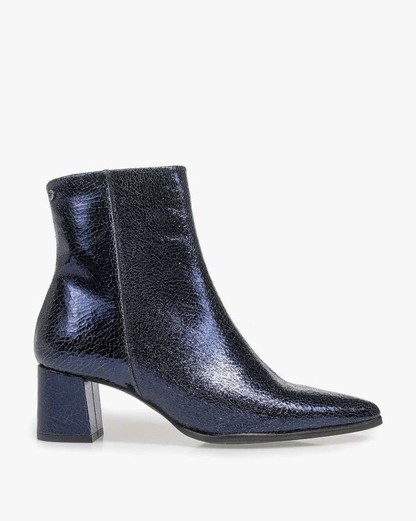 Dunkelblaue Stiefelette Metallic-Print