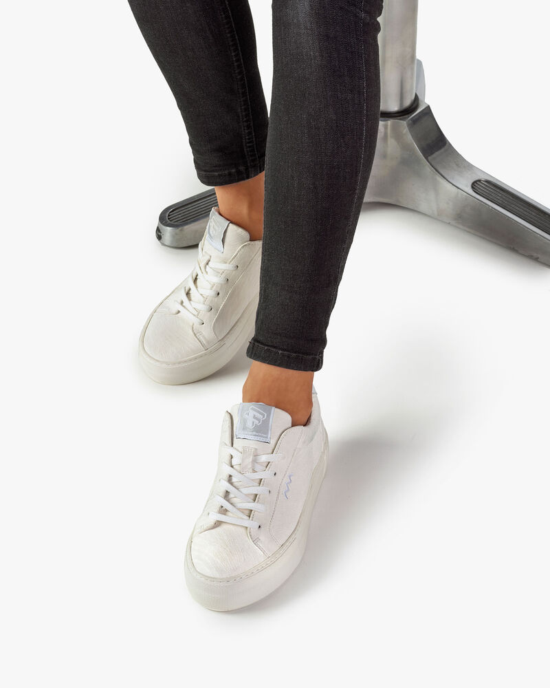 Sneaker Leder mit Print wei&szlig;