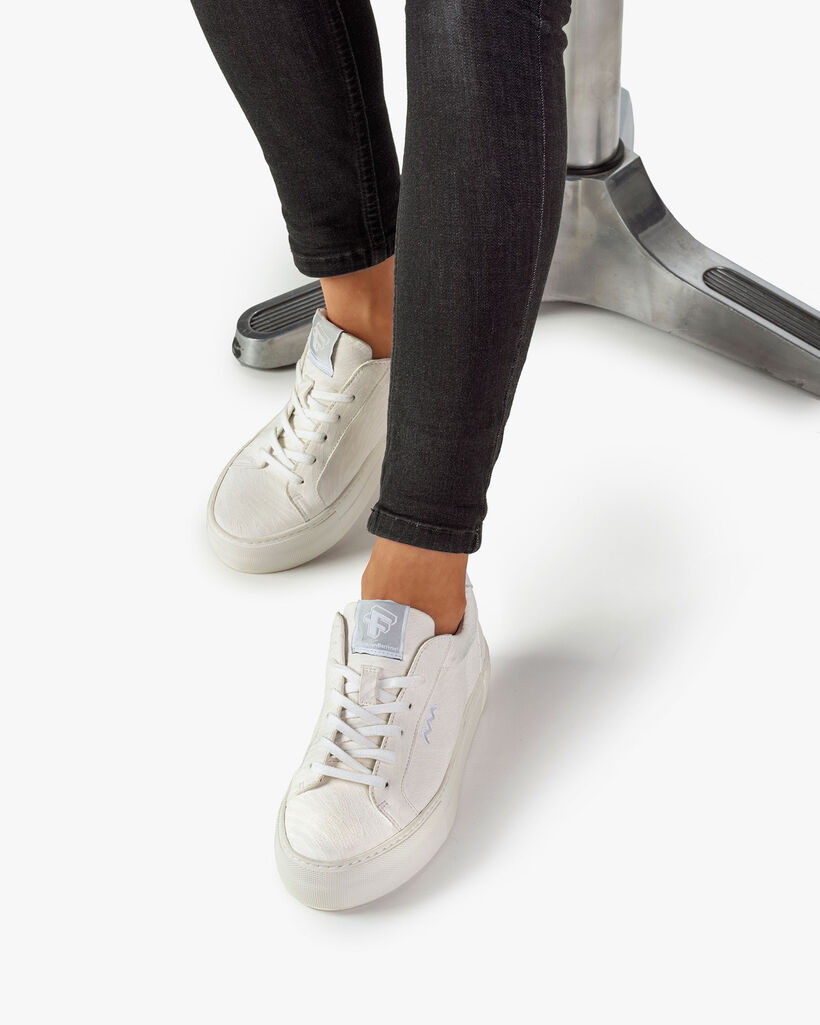 Sneaker Leder mit Print wei&szlig;