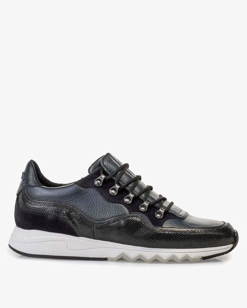 Leder-Sneaker blau