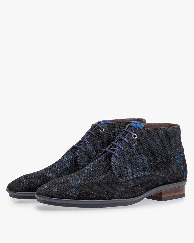 Schn&uuml;rstiefel blau mit Print