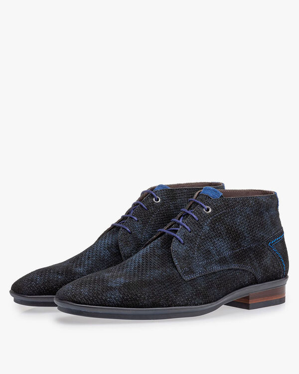 Schn&uuml;rstiefel blau mit Print