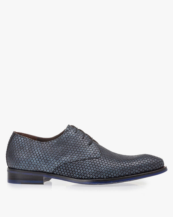 Schn&uuml;rschuh dunkelblau mit Print