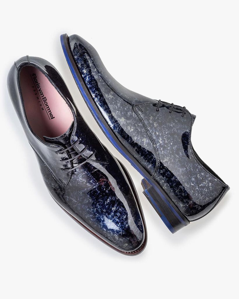 Schn&uuml;rschuh blaues Lackleder