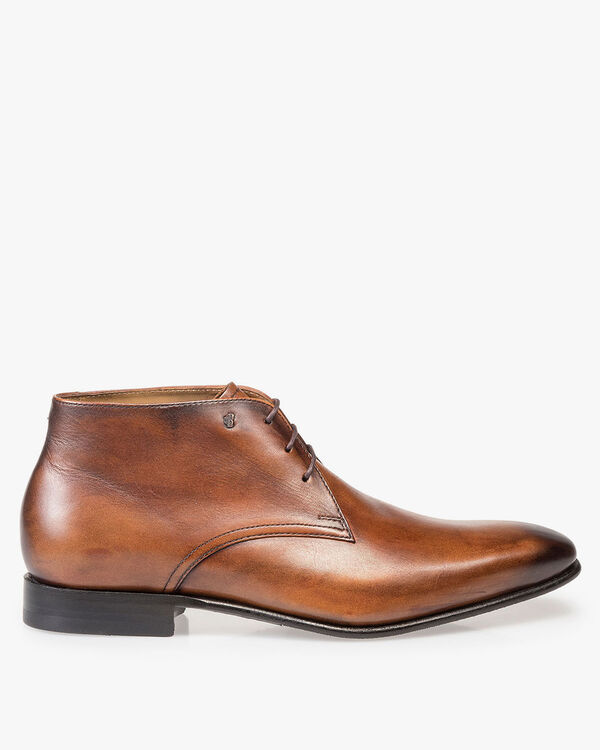 Kalbsleder-Schn&uuml;rschuh cognac