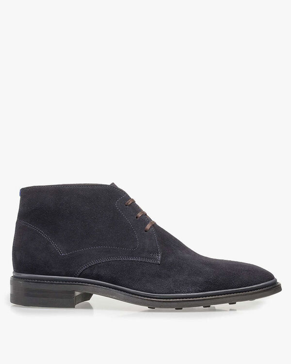 Schn&uuml;rstiefel Wildleder blau