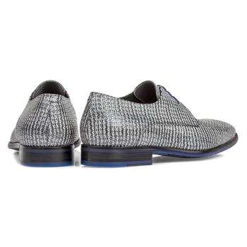 Schn&uuml;rschuh metallic mit Print grau