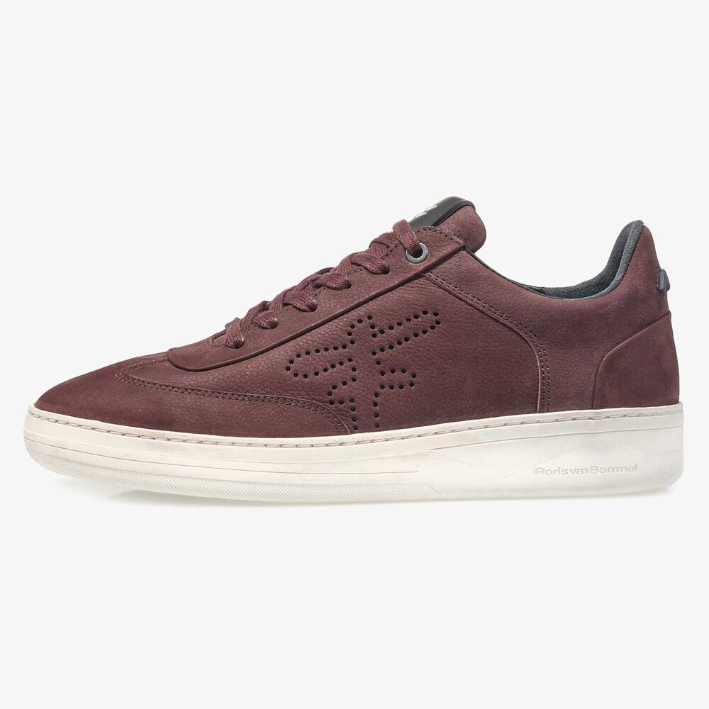 Roter Nubukleder-Sneaker mit Print