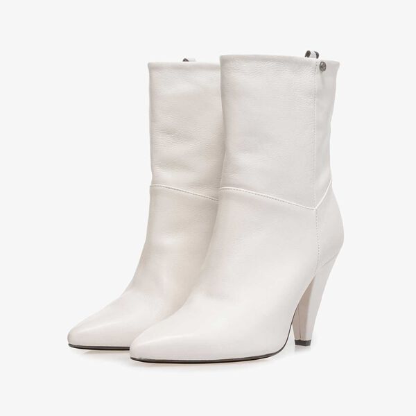 Cremewei&szlig;e Nappaleder-Schaftstiefel