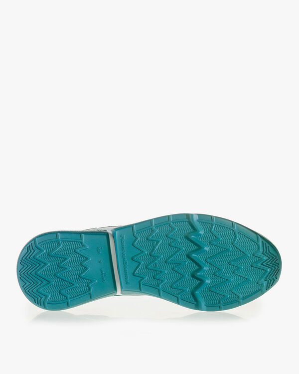 Blue suede leather sneaker with metallic print
