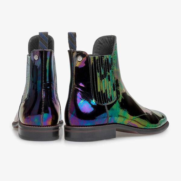Multi-coloured patent leather Chelsea boot