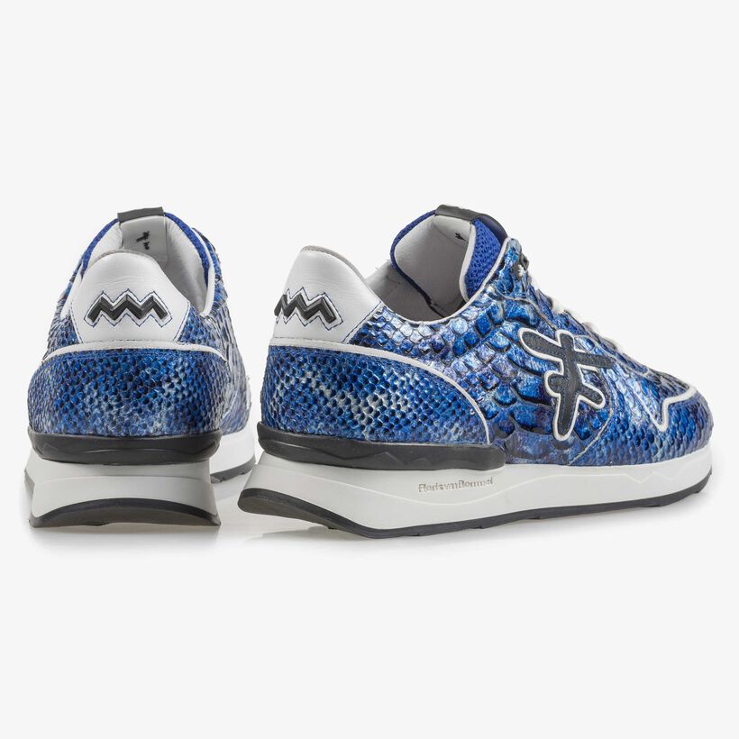 Blue patent leather snake print sneaker