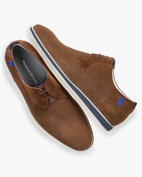 Schn&uuml;rschuh cognac Wildleder