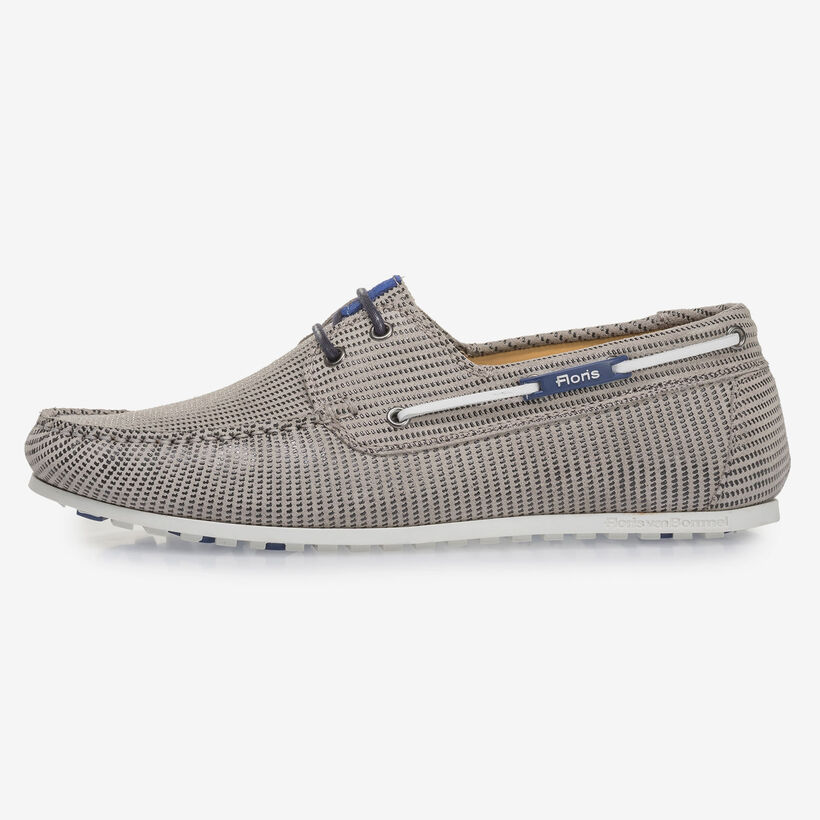 Sandfarbener Wildleder-Bootsschuh mit Print