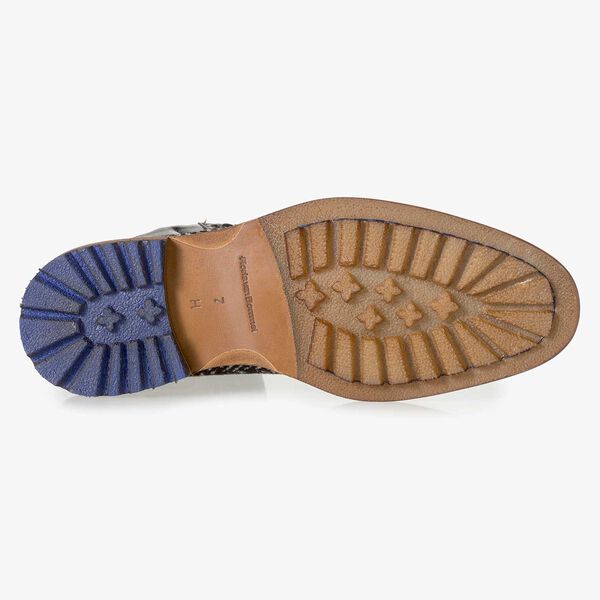 Cremewei&szlig;er Premium Ponyfell-Schn&uuml;rstiefel mit Print