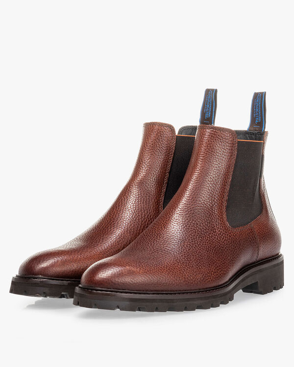 Chelsea Boot Leder-Print cognac