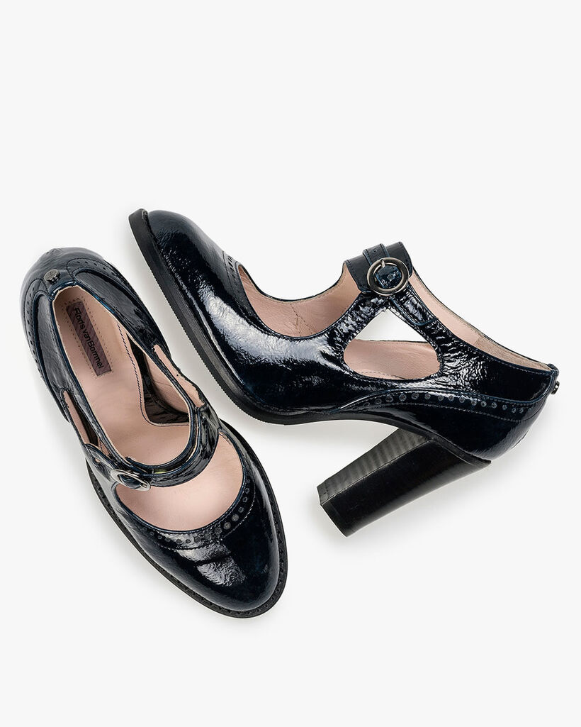 Blaue Lackleder-Pumps