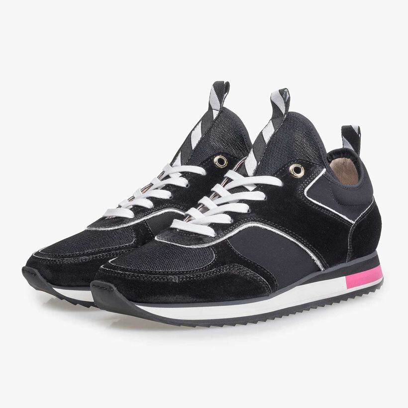 Black suede leather sneaker