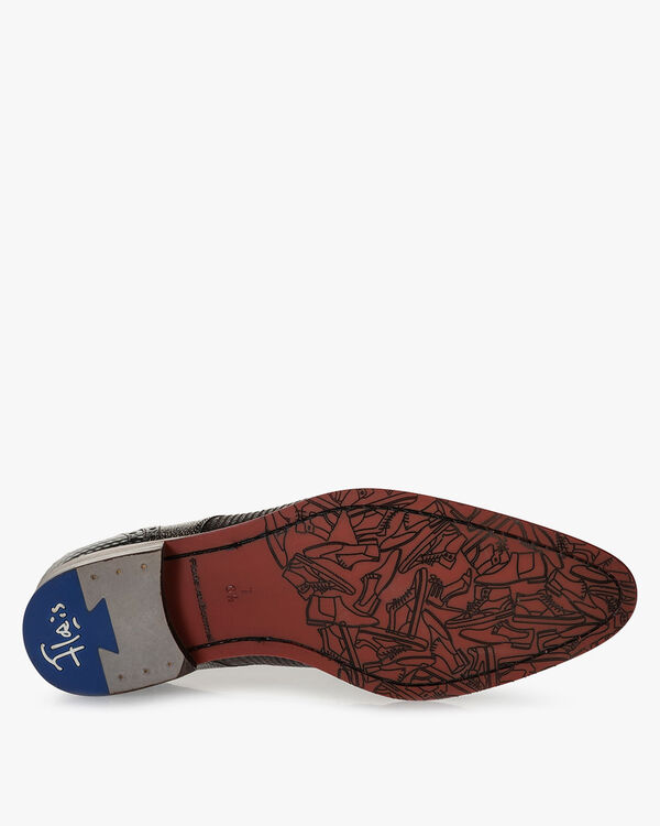Schn&uuml;rschuh Wildleder-Print grau