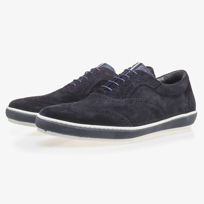 Dunkelblauer Wildleder Brogue-Schn&uuml;rschuh