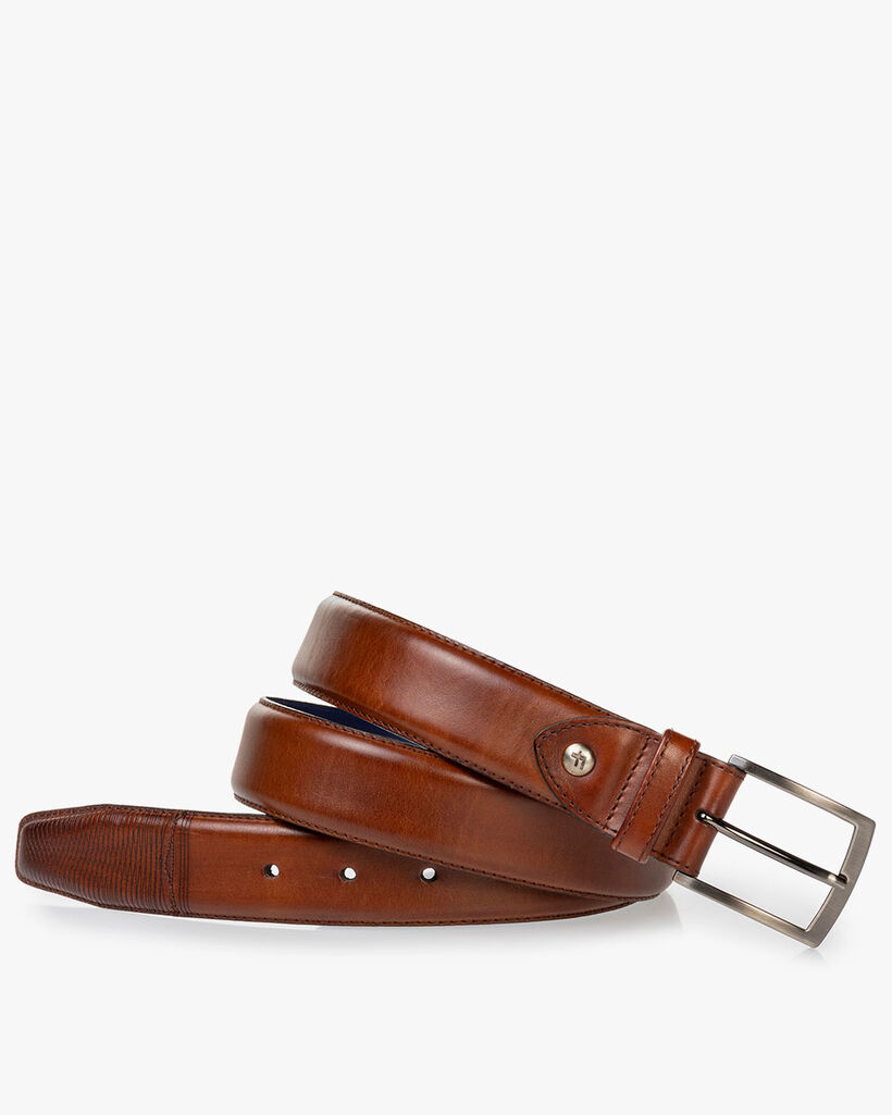 Belt calf leather dark cognac