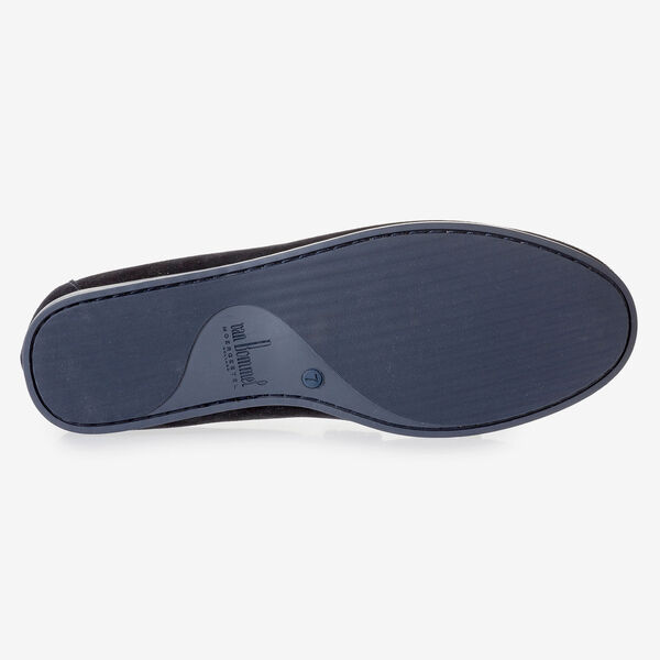 Dark blue suede leather loafer