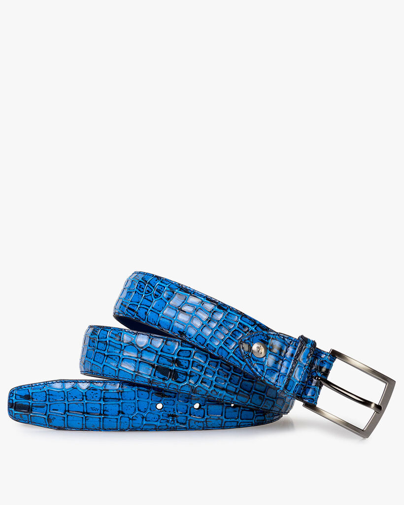 G&uuml;rtel Lackleder blau