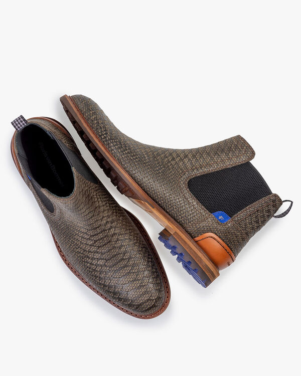 Chelsea Boot Reptilienprint gr&uuml;n