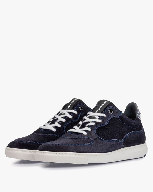 Sneaker mit Print Wildleder blau