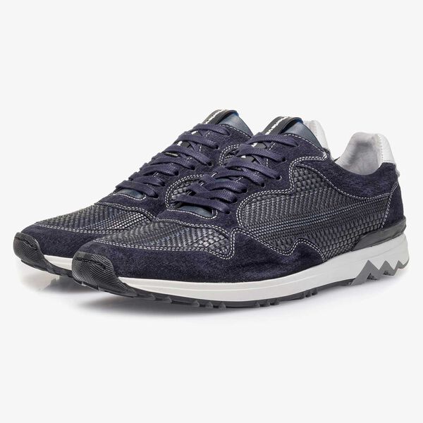 Dunkelblauer Wildleder-Sneaker mit Muster