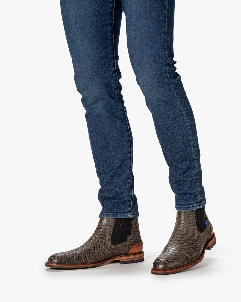Chelsea Boot Reptilienprint gr&uuml;n