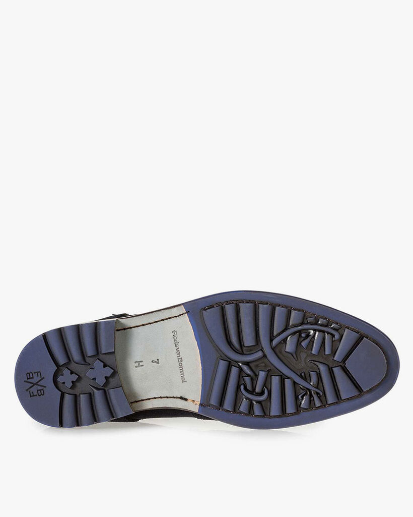 Dunkelblauer Kalbswildleder-Schn&uuml;rstiefel